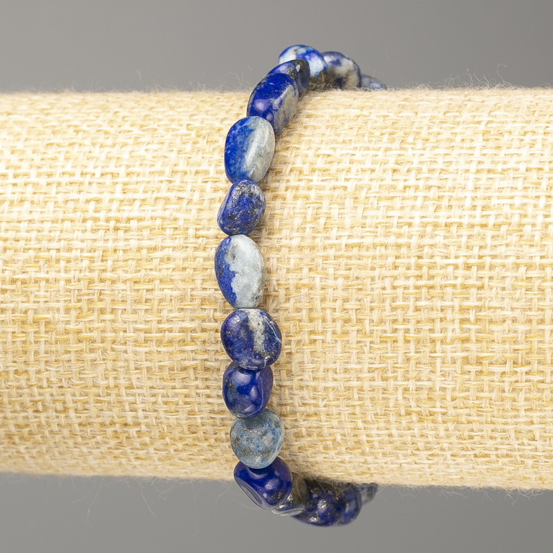 Náramek z přírodního lazuritu, brusované korálky, rozměr 7×8 mm, délka 18 cm (elastický)