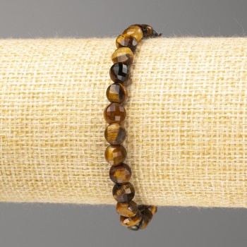 Náramek z tygřího oka z přírodních kamenů, brusované mince, průměr 6,5×4,5 mm, délka 18 cm (elastický)