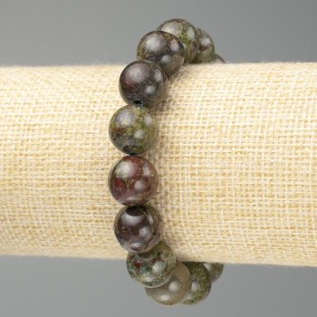 Náramek z jaspisu 'Krev draka' z přírodního kamene, hladké korálky, průměr 12,5 mm, délka 18 cm (elastický)