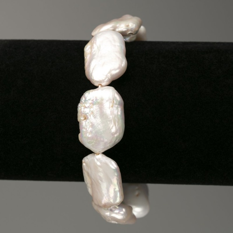 Náramek z barokních perel v odstínu «benzín», průměr 14×23 mm ±, délka 18 cm ± (elastická guma)