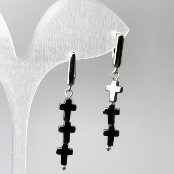 Náušnice Hematitové kříže, průměr 6,5×26 mm, délka 45 mm