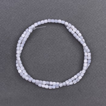 Tonované perleťové cylindrické korálky šedé, průměr cca 3,5 mm, délka 40 cm, na niti