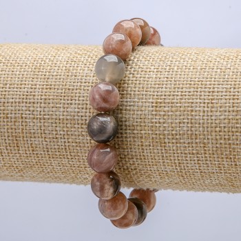 Náramek ze selenitu na gumičce, hladké kuličky, průměr 10 mm, obvod 18 cm