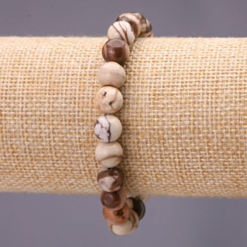 Náramek z jaspisu – hladká kulička, průměr cca 10 mm, na gumičce, obvod 18 cm
