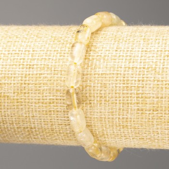 Náramek z přírodního kamene citrín, barilové korálky, průměr 9×6 mm, délka 18 cm (elastický)