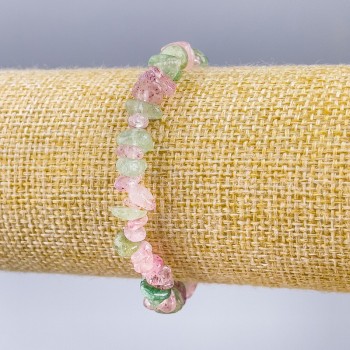 Браслет із камня Кварц асорті натуральний камінь крихта, діаметр 7х3мм+-, довжина 18см (стрейч)