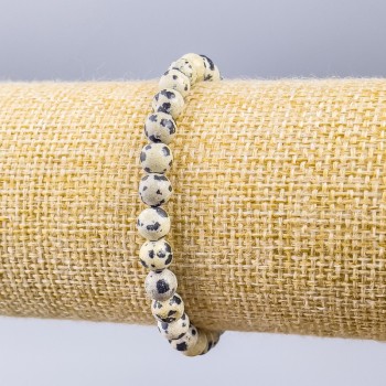 Náramek z dalmatinského jaspisu (umělý akryl) hladká kulička, průměr 6 mm, délka 18 cm (na gumičce)