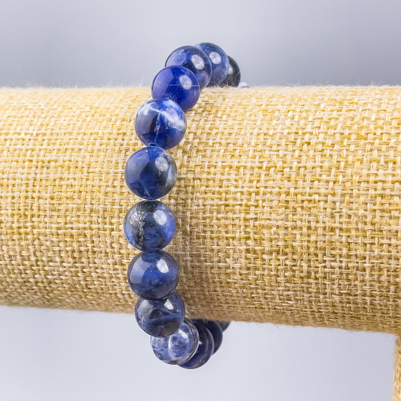 Náramek sodalit, přírodní kámen, hladké kuličky, průměr cca 10,5 mm, délka 18 cm (elastický)