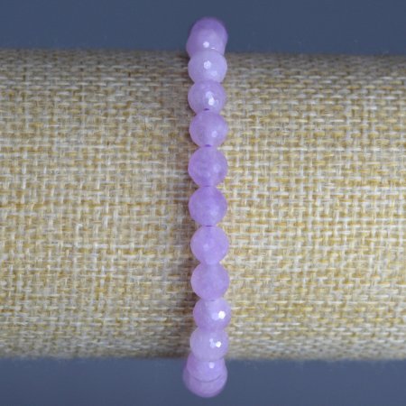 Náramek z kunzitu, přírodní kámen, broušená kulička o průměru 6 mm, délka 18 cm (gumičkové)