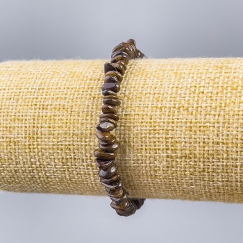 Náramek z bronzitu, drcený přírodní kámen, průměr 7×2 mm, délka 18 cm (elastický)