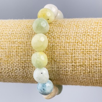 Náramek z přírodního morganitu – korálky různých velikostí 10×12–13×18 mm, délka 18 cm (elastický)