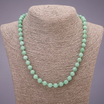 Náhrdelník z přírodního kamene – Birmánský jadeit, hladká kulička, průměr 8(±)mm, délka 45 cm