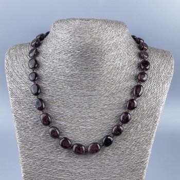 Náhrdelník z přírodního granátu, facettované korálky, průměr cca 15×11×7 mm, délka 45 cm