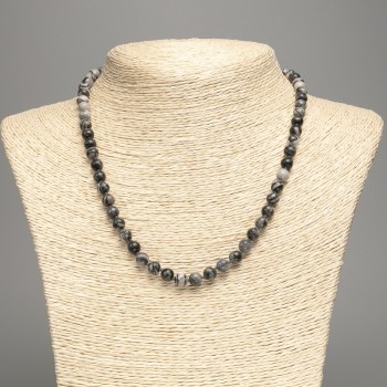 Náhrdelník šedý jaspis Picasso akryl 48 cm