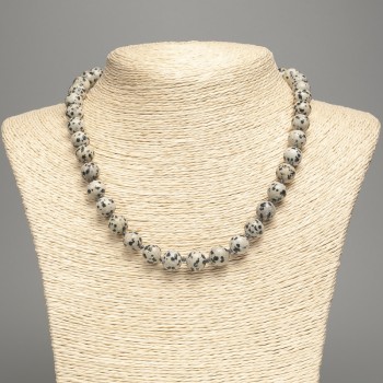 Náhrdelník z dalmatinského jaspisu (akryl) – hladké korálky, průměr 10 mm, délka 48 cm