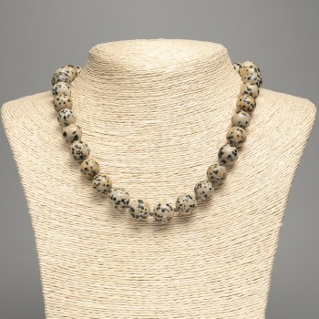 Náhrdelník Dalmatinský jaspis (umělý akryl) hladké korálky, průměr 12,5 mm, délka 48 cm