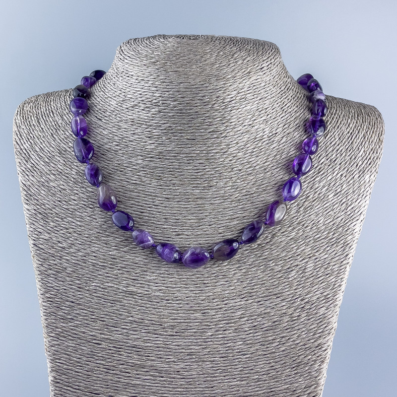 Náhrdelník z přírodního ametystu, facettovaný, průměr 13×11 mm, délka 46 cm ±