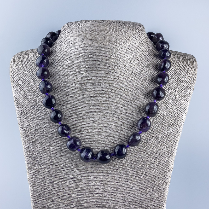 Náhrdelník z přírodního ametystu, facetovaný, průměr 13×12 mm, délka 48 cm