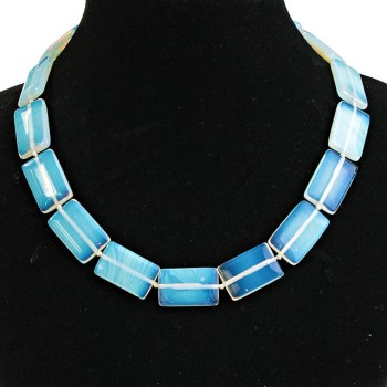 Náhrdelník z měsíčního kamene, obdélníkový tvar 18×26 mm, délka 47 cm