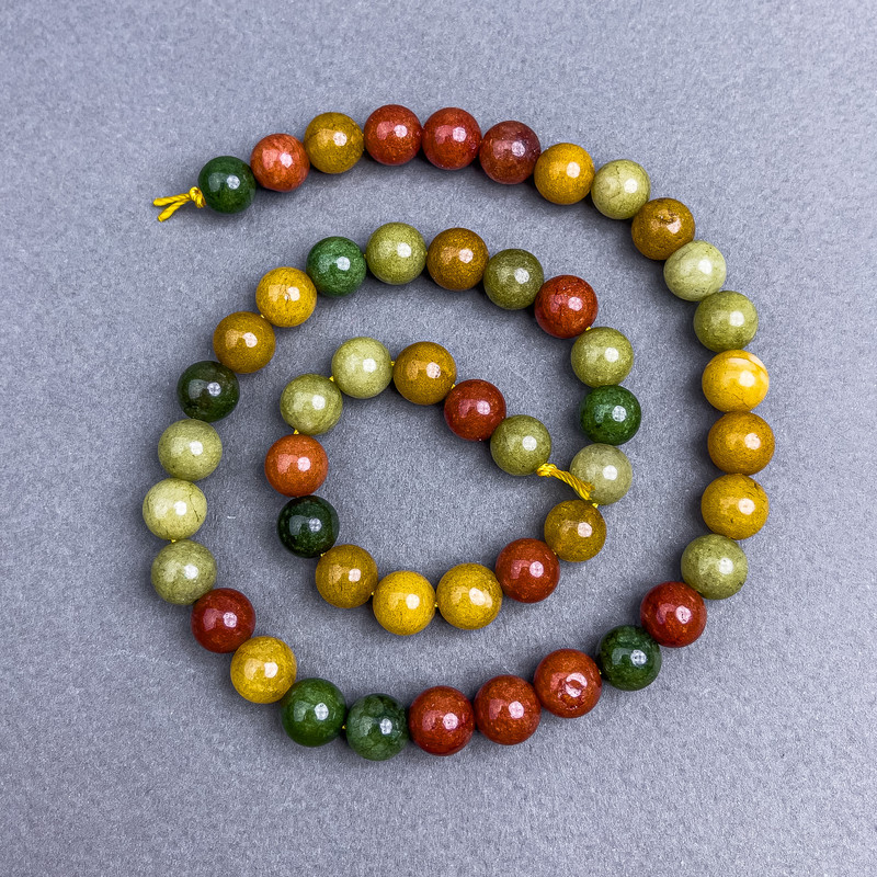 Korálky mix z přírodního kamene, hladké koule, průměr 8 mm ±, na niti, délka 39 cm ±