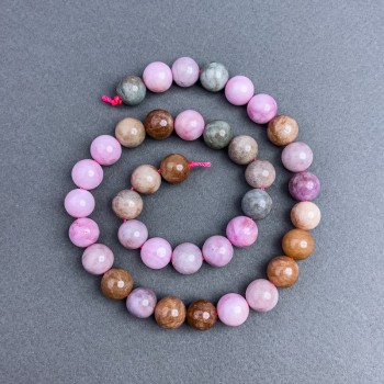 Korálky jadeitu barevné, hladká kulička, průměr 10 mm ± na niti, délka 38 cm ±