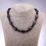 Náhrdelník z aventurínu (syntetický) „Modrý písek noci Káhiry“ plochý ovál, průměr 13×18 mm, rondel, průměr 9×6 mm, délka 45 cm