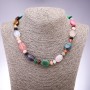 Náhrdelník z mixu přírodních kamenů, plochý ovál, průměr 13×18 mm, rondel, průměr 9×6 mm, délka 45 cm