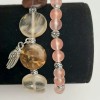 Sada náramků z chalcedonu, průměr hladké kuličky 6,5 mm, průměr korálku 15 mm, se stříbrnými vložkami na elastické šňůrce, délka 18 cm+