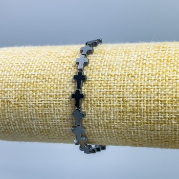 Náramek z hematitu „Kříž“, průměr 8×6 mm, délka 18 cm (elastický)