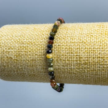 Náramek z přírodního turmalínu, brusované rondely, průměr 5×3 mm, délka 18 cm (elastický)