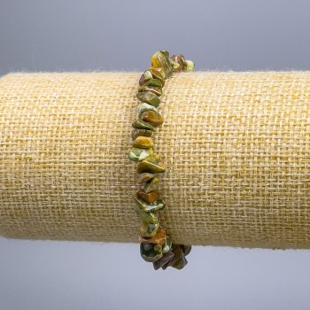 Náramek z pestrého jaspisu, drobné fragmenty, průměr 8×3 mm, délka 18 cm (elastický)