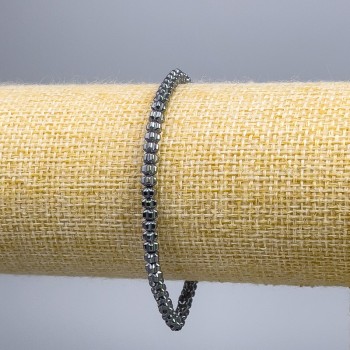 Náramek z hematitu Květka, průměr 4×3 mm, délka 18 cm (roztahovací)