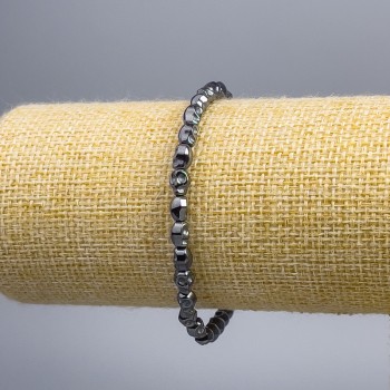 Náramek z hematitu 'Lebka', průměr 5×6×5 mm, délka 18 cm (elastický)