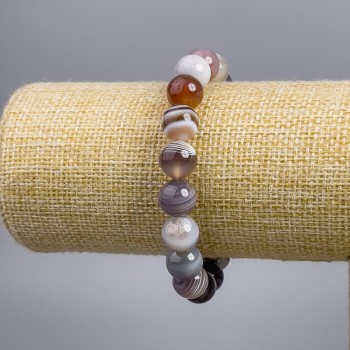 Náramek z Botswanského achátu – hladké kuličky, průměr cca 10 mm, délka 18 cm, elastický