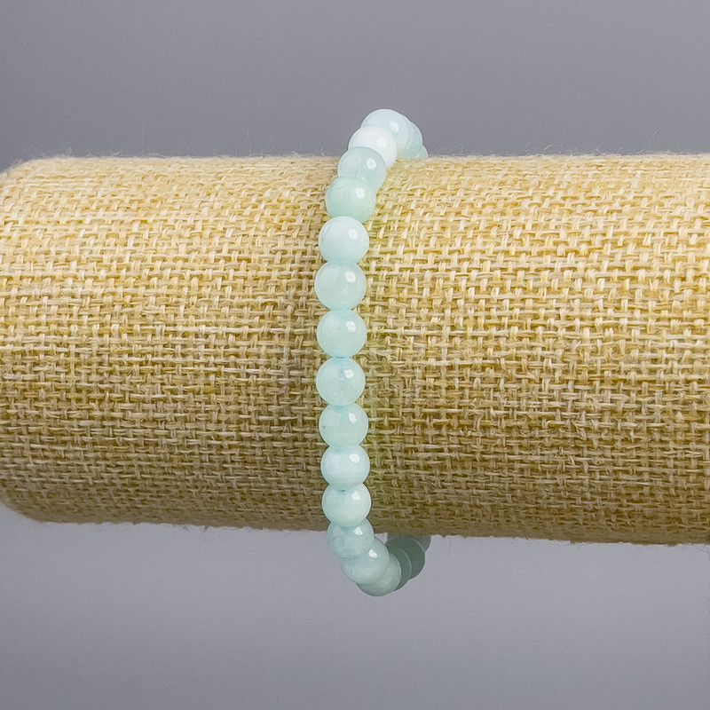 Náramek z larimaru, hladká kulička, průměr 6 mm ±, délka 18 cm, elastický