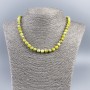 Náhrdelník z přírodního kamene žlutý jadeit kubické broušené korálky, průměr 7 mm ±, délka 48 cm ±