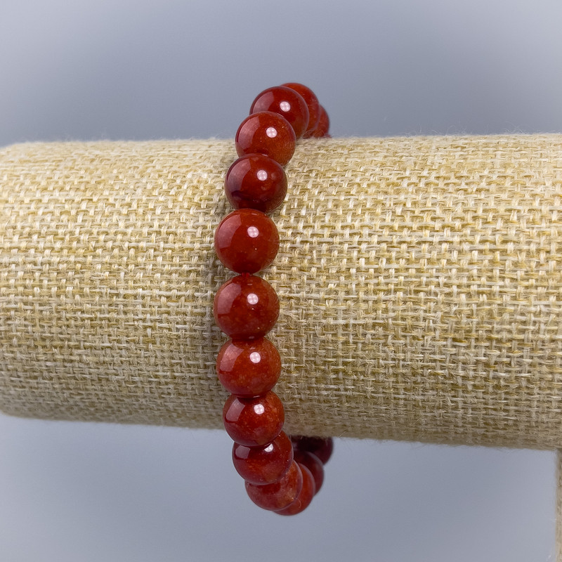 Náramek Rudý korál (umělý) hladká korálová kulička, průměr 10 mm, délka 18 cm