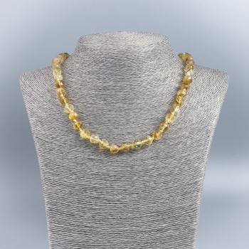 Náhrdelník z přírodního citrínu – facettovaný korálek, průměr 8,5 mm, délka 48 cm