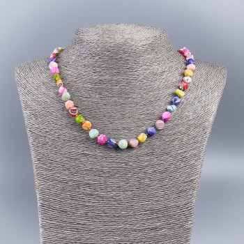 Náhrdelník z přírodní perleti (tonovaný), multicolor, kulaté diskové korálky, průměr cca 8 mm, délka 48 cm