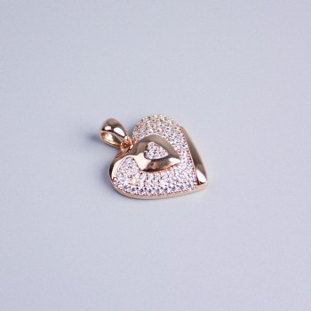 Přívěsek Xuping srdce se bílými štrasovými kamínky, pozlacený 18K, průměr 15×17 mm+