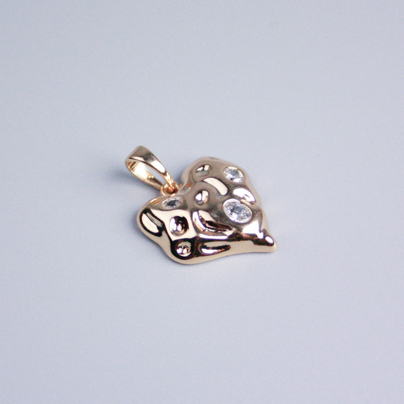 Přívěsek Xuping 18K pozlacení – srdce s bílými krystaly, průměr 16×18 mm+