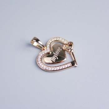 Přívěsek Xuping pozlacený 18K srdce se bílými krystaly, průměr 16×18 mm+