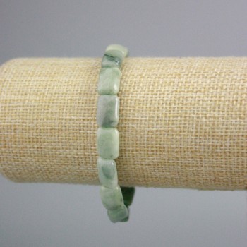 Náramek z jadeitu z přírodního kamene, obdélníkové vložky, průměr 12×8 mm, délka 18 cm (+/-) (elastický)