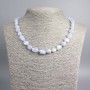 Náhrdelník z modrého achátu a chalcedonu, galetové korálky, průměr 12×9–8×7 mm, délka 48 cm+