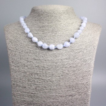 Náhrdelník z akvamarínu, broušené korálky, průměr 11×8 mm, délka 46 cm