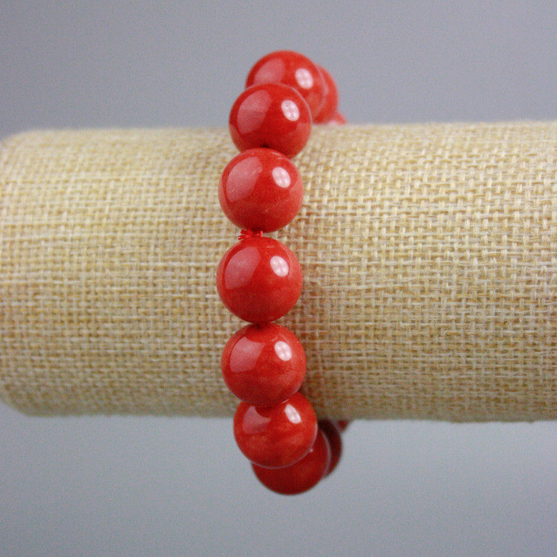 Náramek z jaspisu – hladká kulička, průměr 14 mm ±, délka 18 cm ± (elastický)