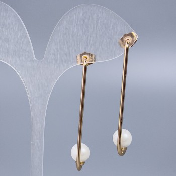 Náušnice pecky Xuping s korálkou Mallorca, průměr 8 mm, délka cca 4,5 cm, pozlacené 18K