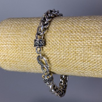 Náramek-řetěz «Zámek» stříbrný kov 6×8 mm, tloušťka 8 mm, délka 21 cm +