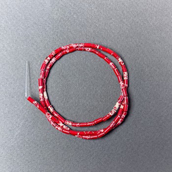 Korálky variscitu červené, broušené, průměr 2×4 mm, délka cca 38 cm, na niti