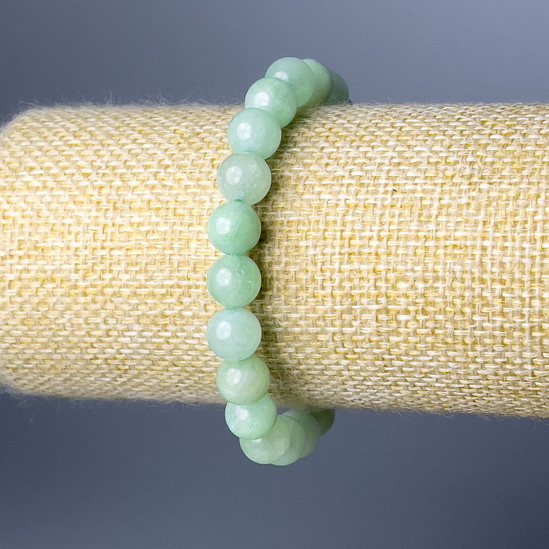 Náramek z amazonitu, přírodní kámen, hladké kuličky, průměr 8,5 mm, délka 18 cm (elastický)